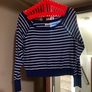 Garage Blue/White Stripped Crop Sweater